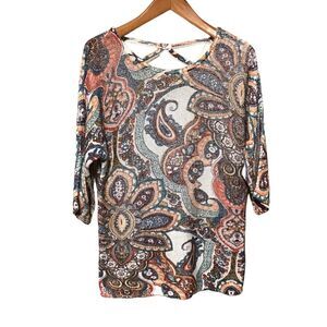 Chico’s Paisley Knit Sweater Blouse 2P LP‎